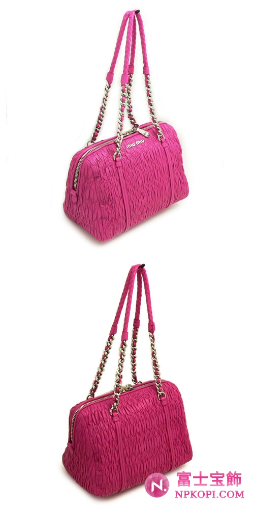 MIUMIU ミュウミュウ バッグ レディース  ギャザー レザー フクシアピンク RL0047 NAPPA CLOQUET FUCSIA